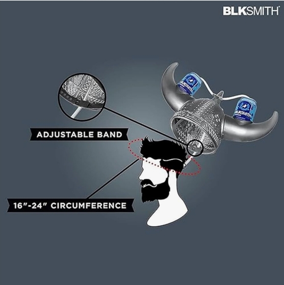 Price Drop ↘️↘️↘️NEW! BLKSMITH Viking Drinking Hat Fits 16" - 24" Head OPEN BOX - Picture 3 of 5